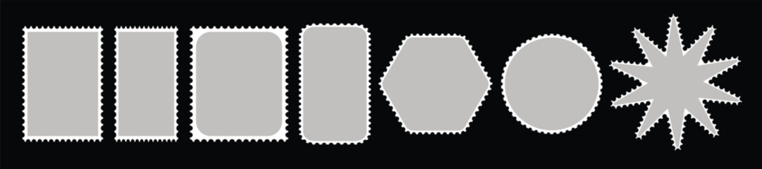 Obraz premium Set of various postage stamp shapes with perforated edges