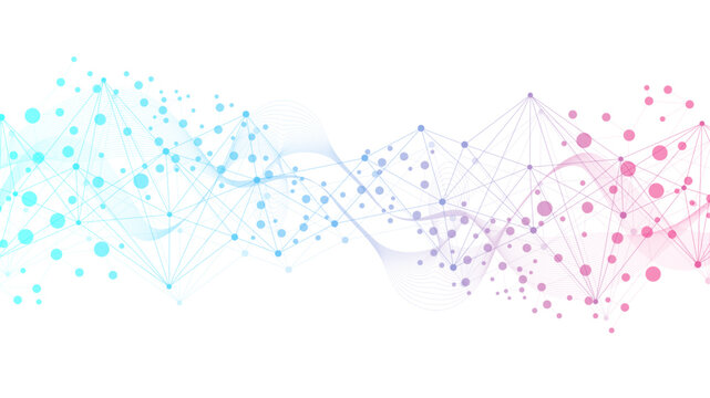 Structure molecule and communication Dna, atom, neurons. Science concept for your design. Connected lines with dots. Medical, technology, chemistry, science background. illustration.