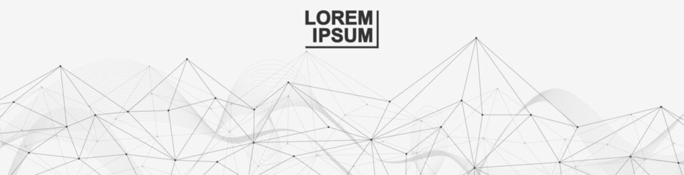 Global network connection website header or banner design. Abstract background with connecting dots and lines. Global business. Social network communication. Internet technology. Vector illustration