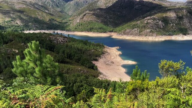 Mountain Valley with River Bend and Forest Hills in Portugal