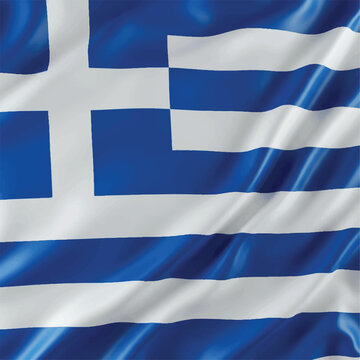Black and White Waving Greece National Flag Silk Texture 3D Render