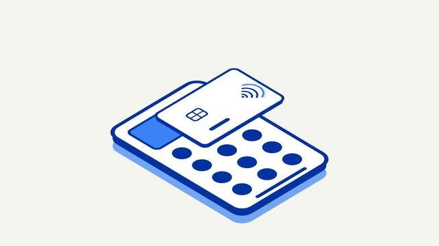 Contactless Payment Terminal Animation with NFC Card and Reader Device
