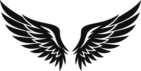 Obraz premium Soaring Symbol: A stark silhouette of expansive wings, rendered in striking black, embodies freedom, aspiration, and the boundless potential of flight.
