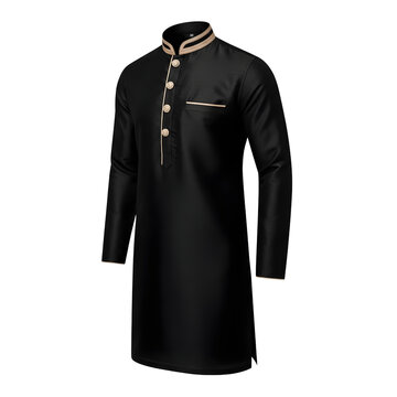 Men&rsquo;s Elegant Black Kurta with Gold Embroidery: Traditional Ethnic Wear