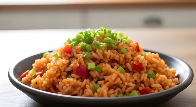 Tasty Mexican Rice Dish Garnished with Fresh Chopped Scallions