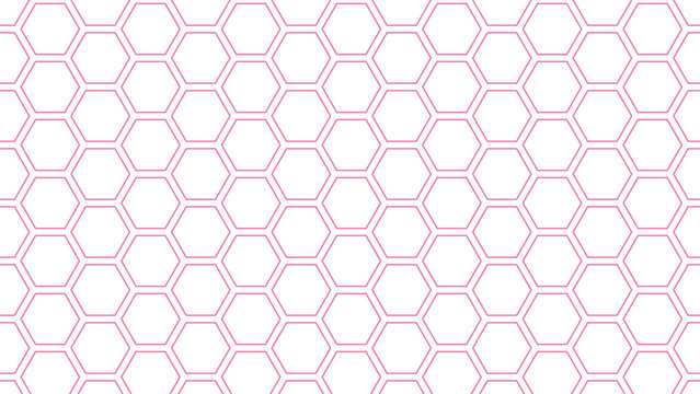 Hexagonal honeycomb pattern with pink lines