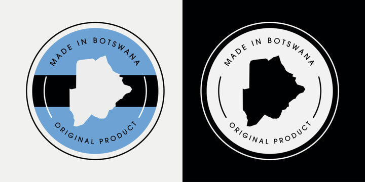Made in Botswana with a map label design for product packaging and an authentic product label.