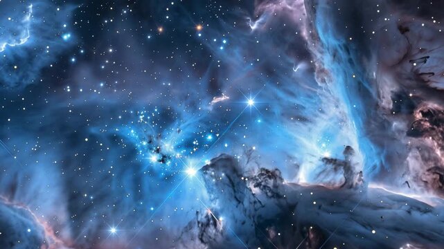 4k cinematic space nebula footage with glowing cosmic clouds and stars in motion