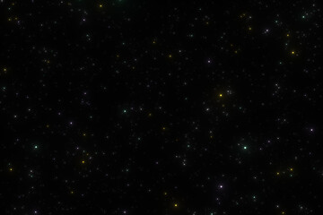 Star field illustration with shimmering lights on a dark space background © Rangaroksia