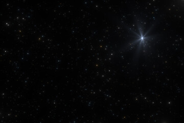 Star field illustration with shimmering lights on a dark space background © Rangaroksia