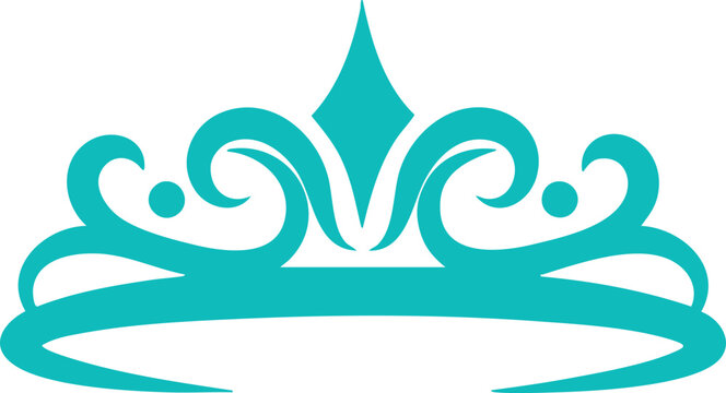 Turquoise tiara icon elegant royal crown symbol for beauty pageants and luxury brands flat vector illustration on white background