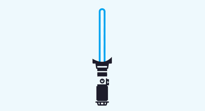 Lightsaber with blue blade hilt.