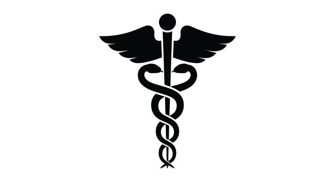 caduceus medical symbol silhouette high quality professional detailed
