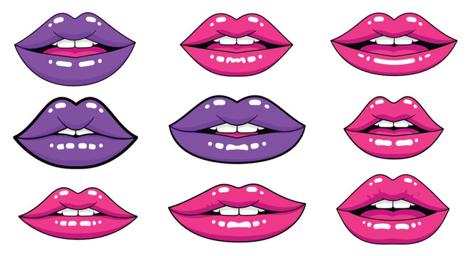 Colorful Lips Makeup Cosmetic Illustration.