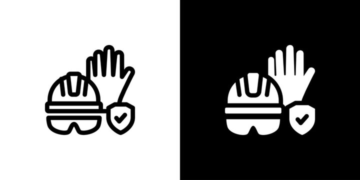 Safety Equipment icon concept with flat Black White Background. Vector illustration.