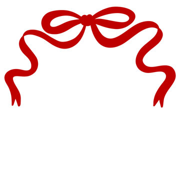Wide arched red ribbon bow for frame headers