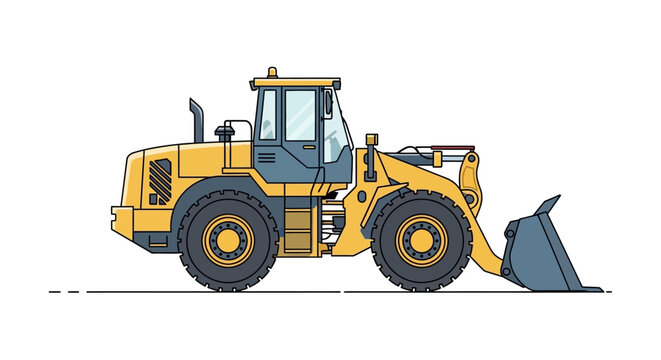 Yellow front end loader illustration isolated on white background.