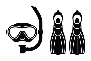 Snorkel mask and flippers vector icon set with flippers swimming equipment © Sadek