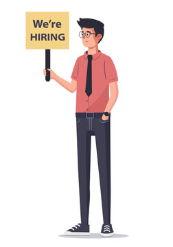 We are hiring. Vacancy open. Colored flat vector illustration. 