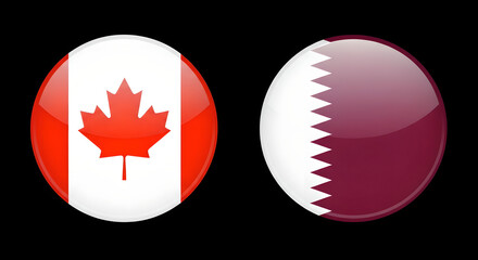 Obraz premium Canada vs qatar Football Match 2026, isolated on black Background