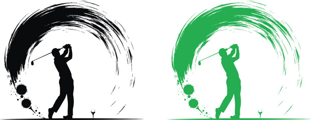 Naklejka premium Celebrating fathers day artistic silhouette of a father and child swinging a baseball bat together