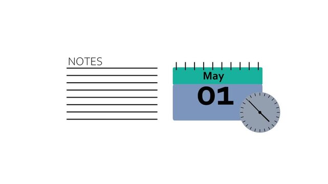 Day by day planning concept, animated calendar page with task list motion graphic.4k video