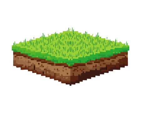 thick grass turf tile illustration rendered in pixel art style ideal for adventure game ground textures and natural outdoor scenery creative design works