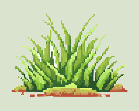 wild green grass patch illustration rendered in pixel art style suitable for adventure game ground textures and nature scenery outdoor decorative designs