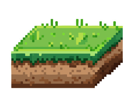 thick grass land tile illustration designed with pixel art technique ideal for adventure game ground textures and natural outdoor scenery creative designs