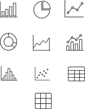 Data Analytics Line Icons Set for Dashboard and Charts