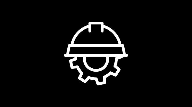 Industrial safety helmet and gear icon symbolizing construction and engineering work