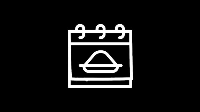 Calendar icon with a UFO landing on a plate, symbolizing alien arrival or extraterrestrial event
