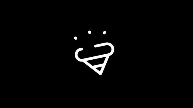 Simple white outline of an ice cream cone on a black background