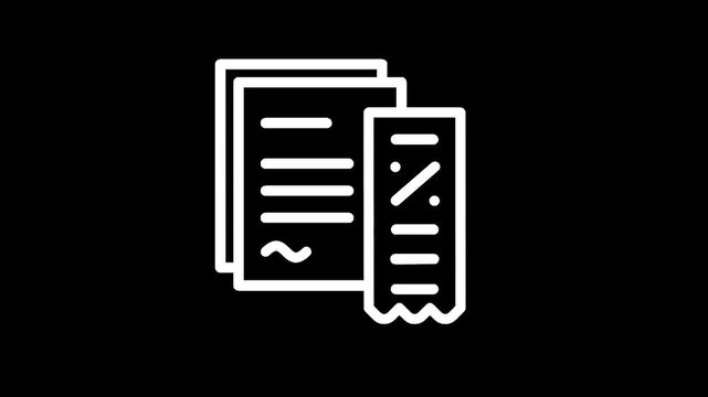 Financial document icon with percentage symbol on receipt for accounting and billing