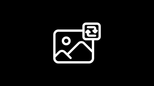 Simple icon representing image refresh or reload functionality on a dark background