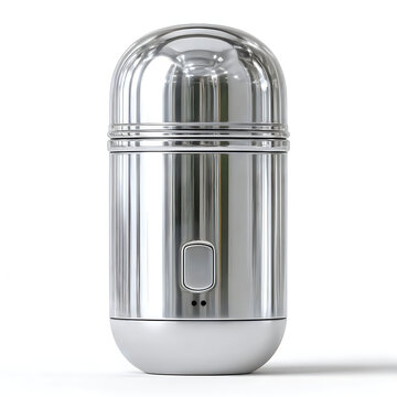 Luxury cosmetic cleanser bottle design featuring glossy white body metallic neck premium concept Images