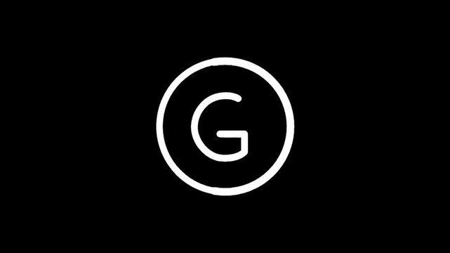 Minimalist white letter G inside a circle on a black background