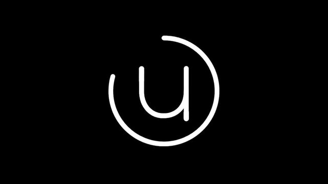 Minimalist white letter U inside a circle on a black background, simple design