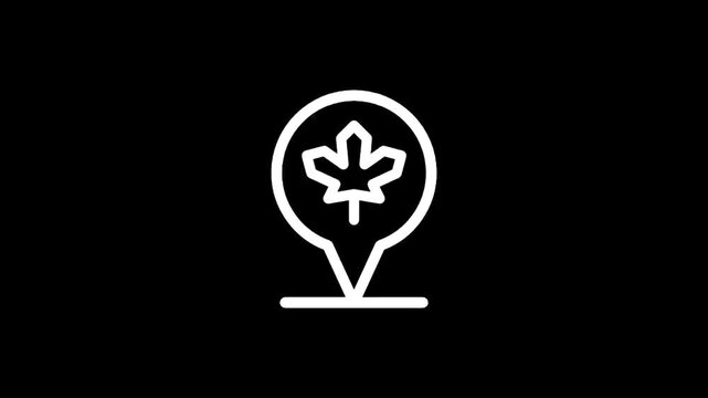 Location marker with a maple leaf icon inside, symbolizing Canadian destination or nature spot