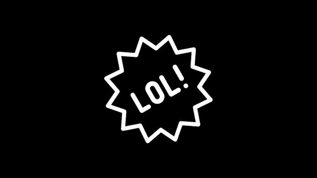 White LOL text inside a starburst shape on a black background