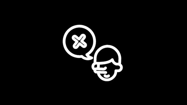 Simple line art icon of a person with a speech bubble indicating communication or thoughts