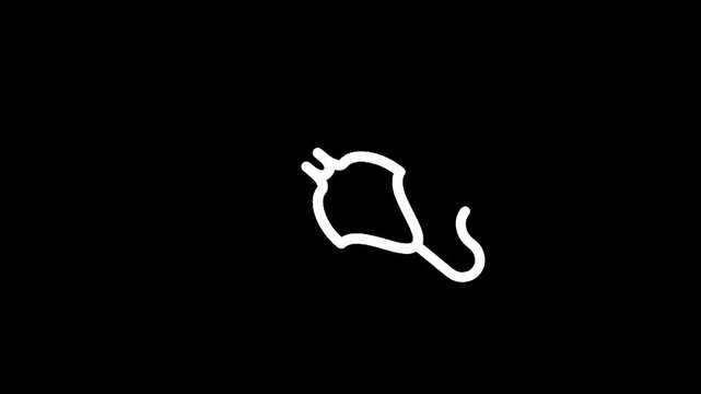 Minimalist white outline of a stethoscope on a black background, representing healthcare and medicine