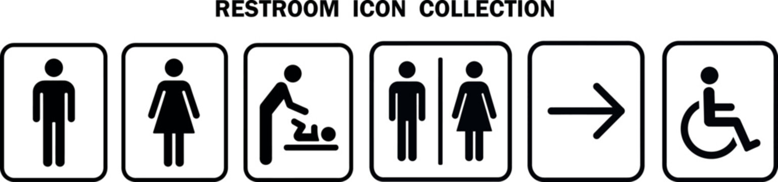 Flat design Restroom, toilet icons set