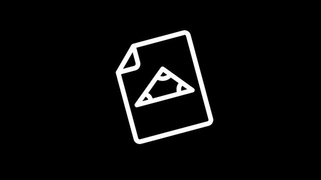 Geometric triangle with angles and labels A, B, C on a document icon