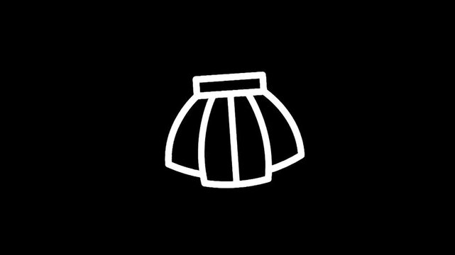 Simple white outline of a pleated skirt on a black background