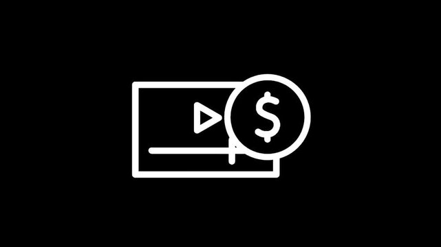 Online video monetization icon with dollar sign and play button