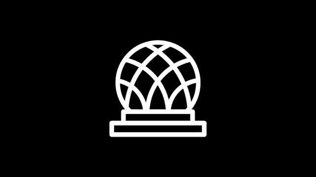 Stylized globe trophy on a pedestal with a sparkling star, representing achievement and global success