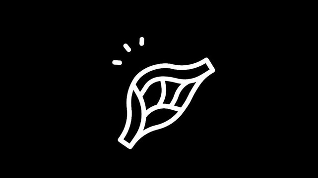 Abstract white line art of a healthy liver on a black background