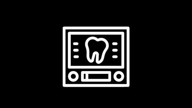 Dental X-ray machine icon displaying a tooth on screen for diagnostic purposes