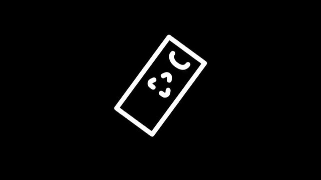 Simple white outline of a remote control on a black background